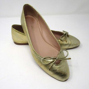 STUART WEITZMAN Gold Gabby Bow Flat 6